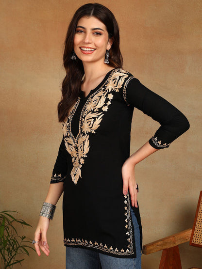 Women Embroidered Kashimiri Aari Work Straight Kurti