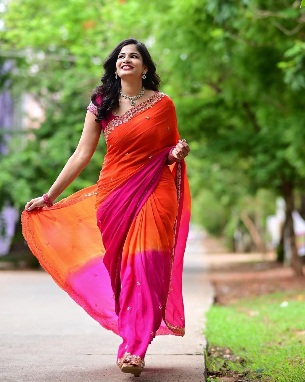 Radiant Ombre Chiffon Saree