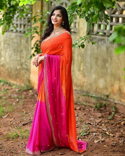 Radiant Ombre Chiffon Saree