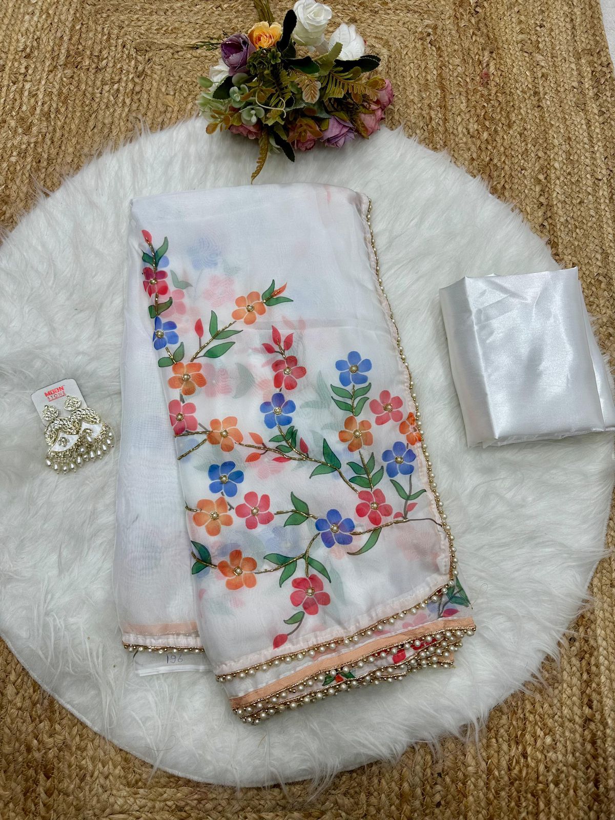 Lavender Garden Floral Organza Saree