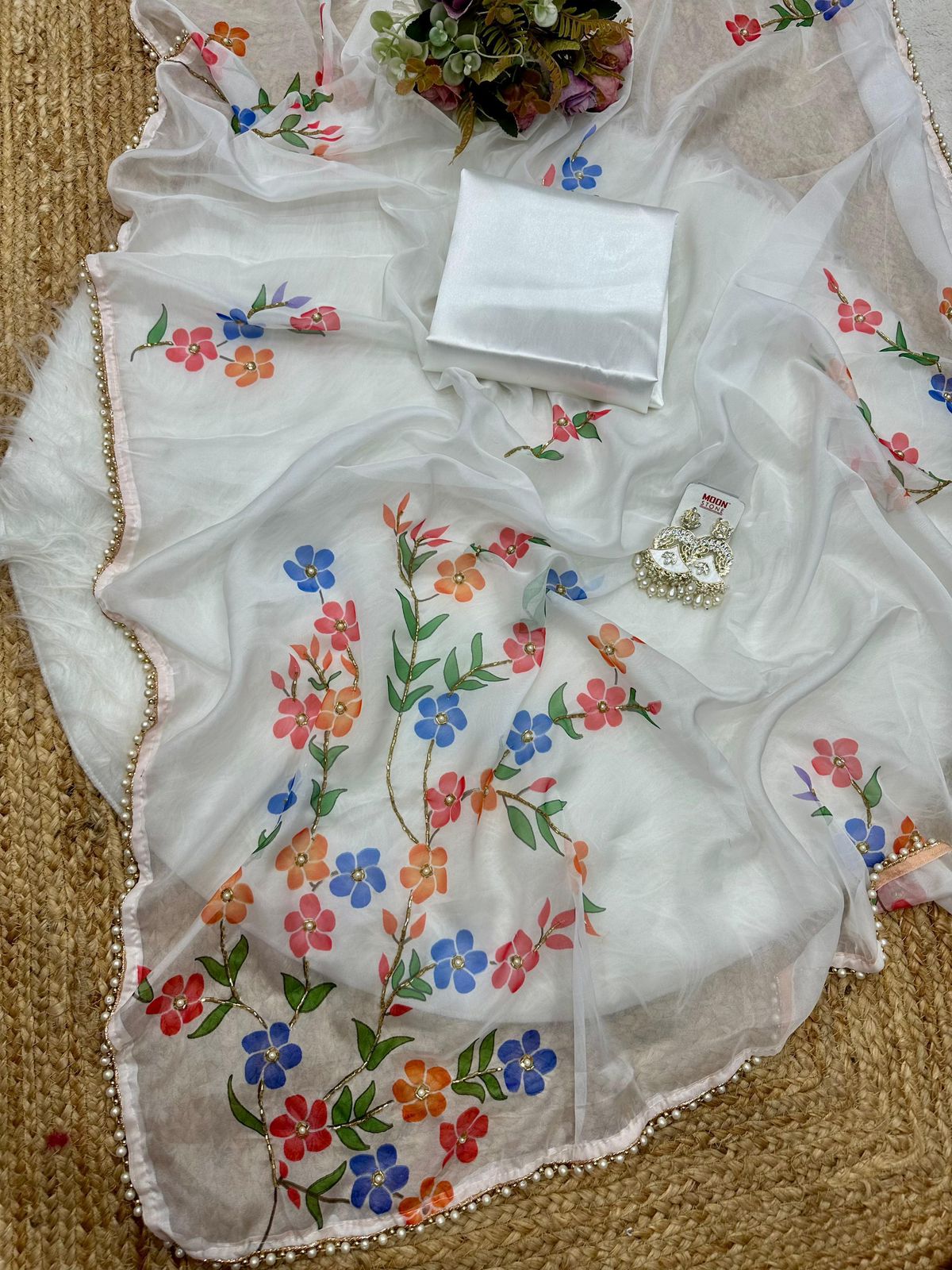 Lavender Garden Floral Organza Saree