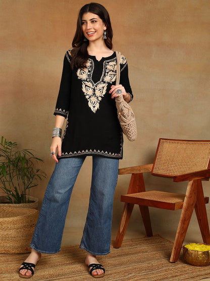 Women Embroidered Kashimiri Aari Work Straight Kurti